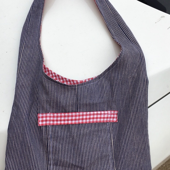 Handmade Boho railroad pin stripe Bag - Picture 2 of 5